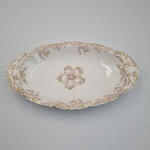 Haviland Limoges France Celery Dish Schleiger Antique Porcelain Bowl Floral Gold